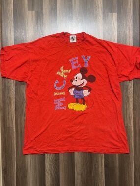 Vintage MICKEY & CO Mickey Mouse Mens Red XXL 2X Shirt